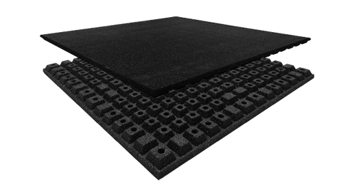 Black Anti shock Rubber Fitness Floor Tile - Black