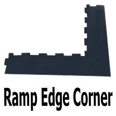 Corner edge ramp for our high impact interlocking rubber gym tiles